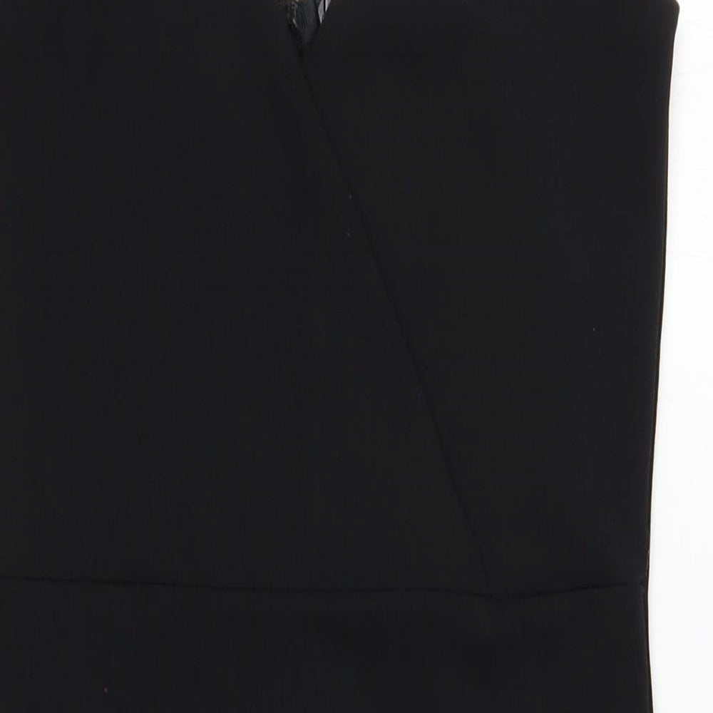 Missguided Womens Black Polyester Mini Size 8 V-Neck Zip - Lace Detail