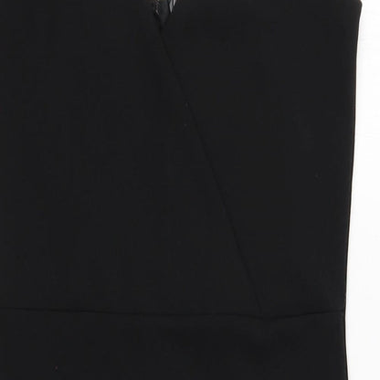 Missguided Womens Black Polyester Mini Size 8 V-Neck Zip - Lace Detail