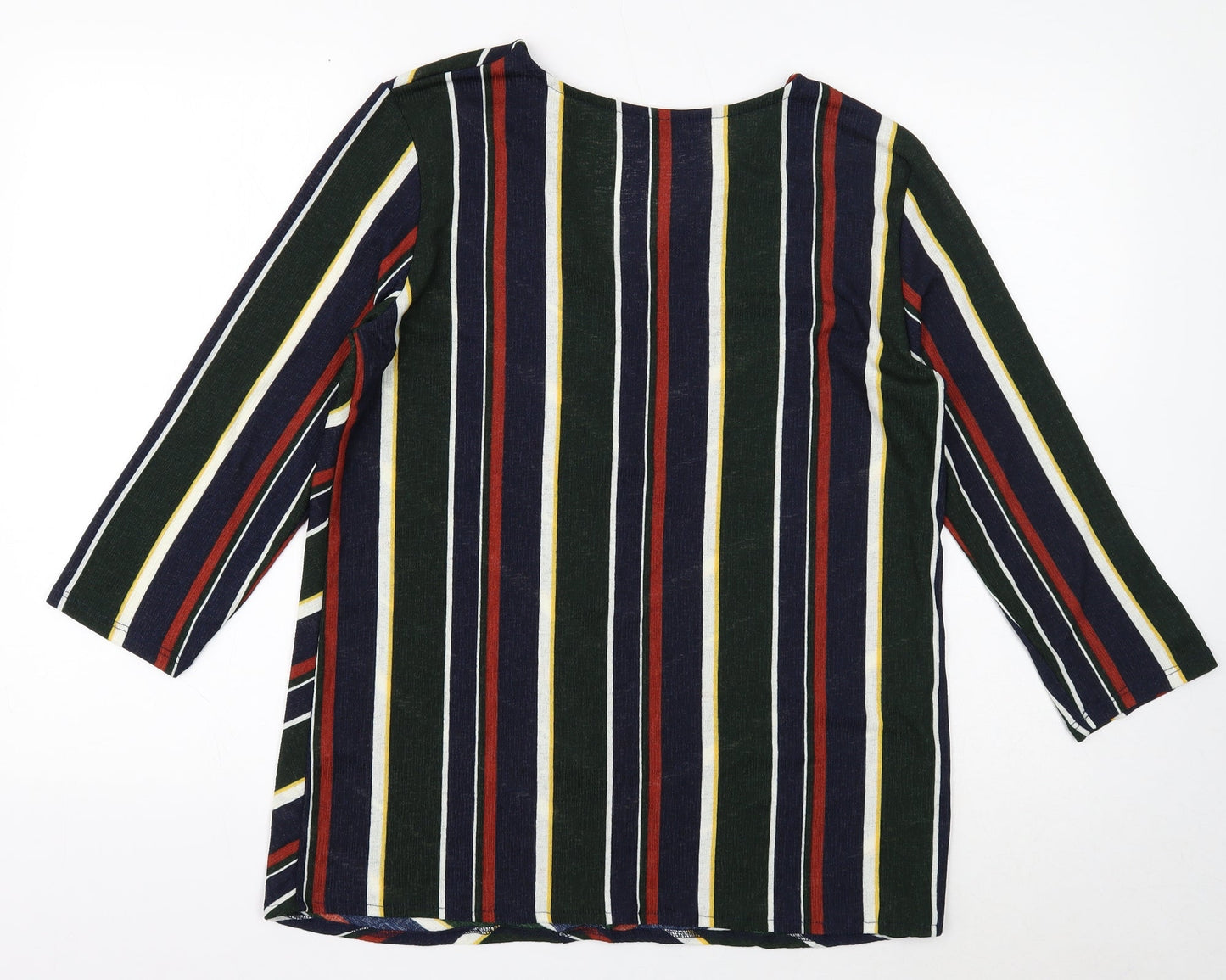 Papaya Womens Multicoloured Striped Polyester Basic Button-Up Size 16 V-Neck