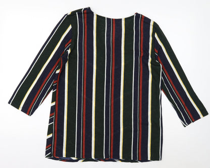 Papaya Womens Multicoloured Striped Polyester Basic Button-Up Size 16 V-Neck