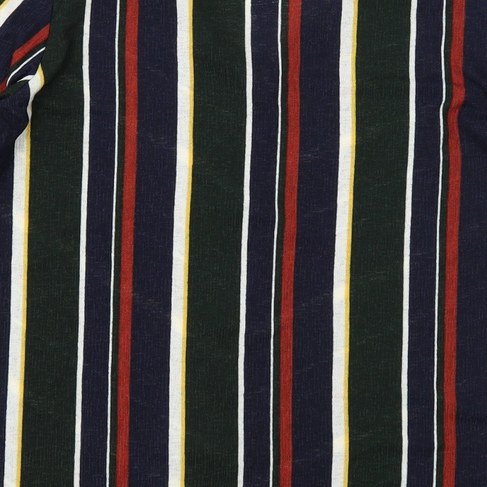 Papaya Womens Multicoloured Striped Polyester Basic Button-Up Size 16 V-Neck