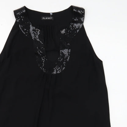 Womens UK Size 12 Planet Black Basic Blouse