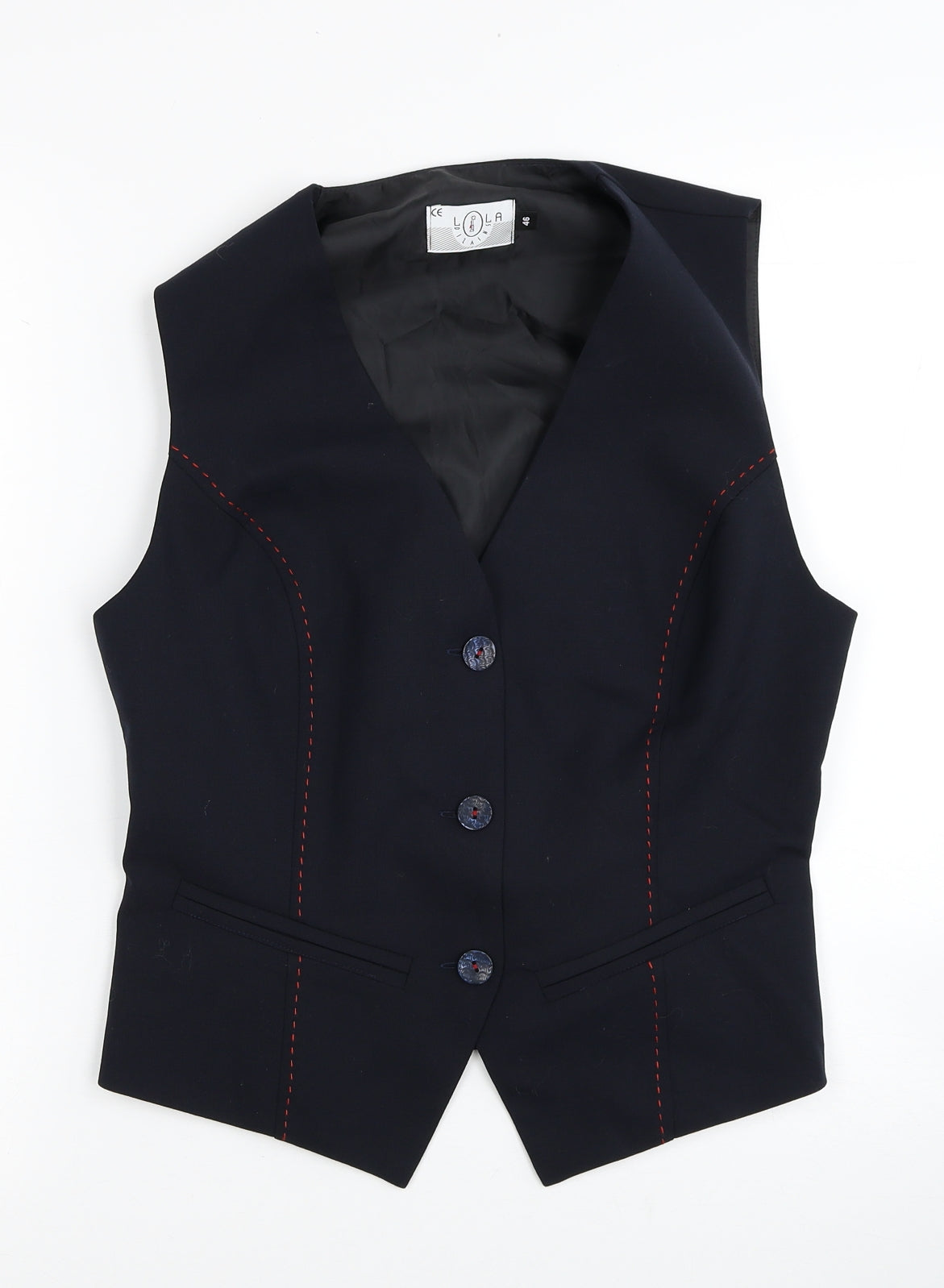 Lola Mens Blue Polyester Jacket Suit Waistcoat Size 36