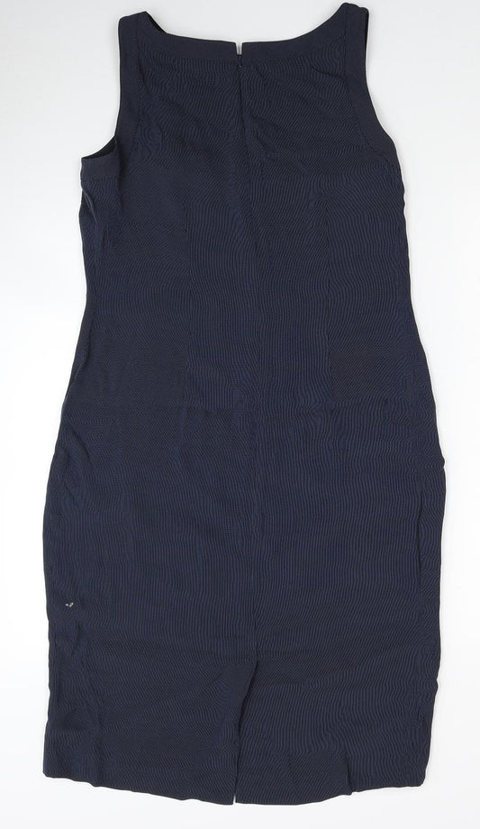 Kaliko Womens Blue Animal Print Polyester Pencil Dress Size 14 Scoop Neck Zip