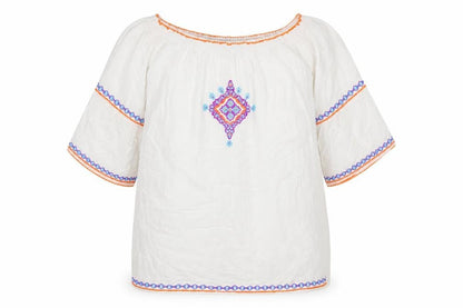 Atmosphere Womens White Geometric Viscose Kaftan Size L Boat Neck Pullover
