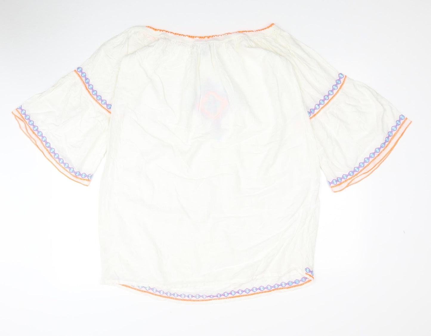 Atmosphere Womens White Geometric Viscose Kaftan Size L Boat Neck Pullover