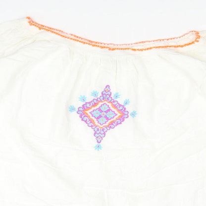 Atmosphere Womens White Geometric Viscose Kaftan Size L Boat Neck Pullover