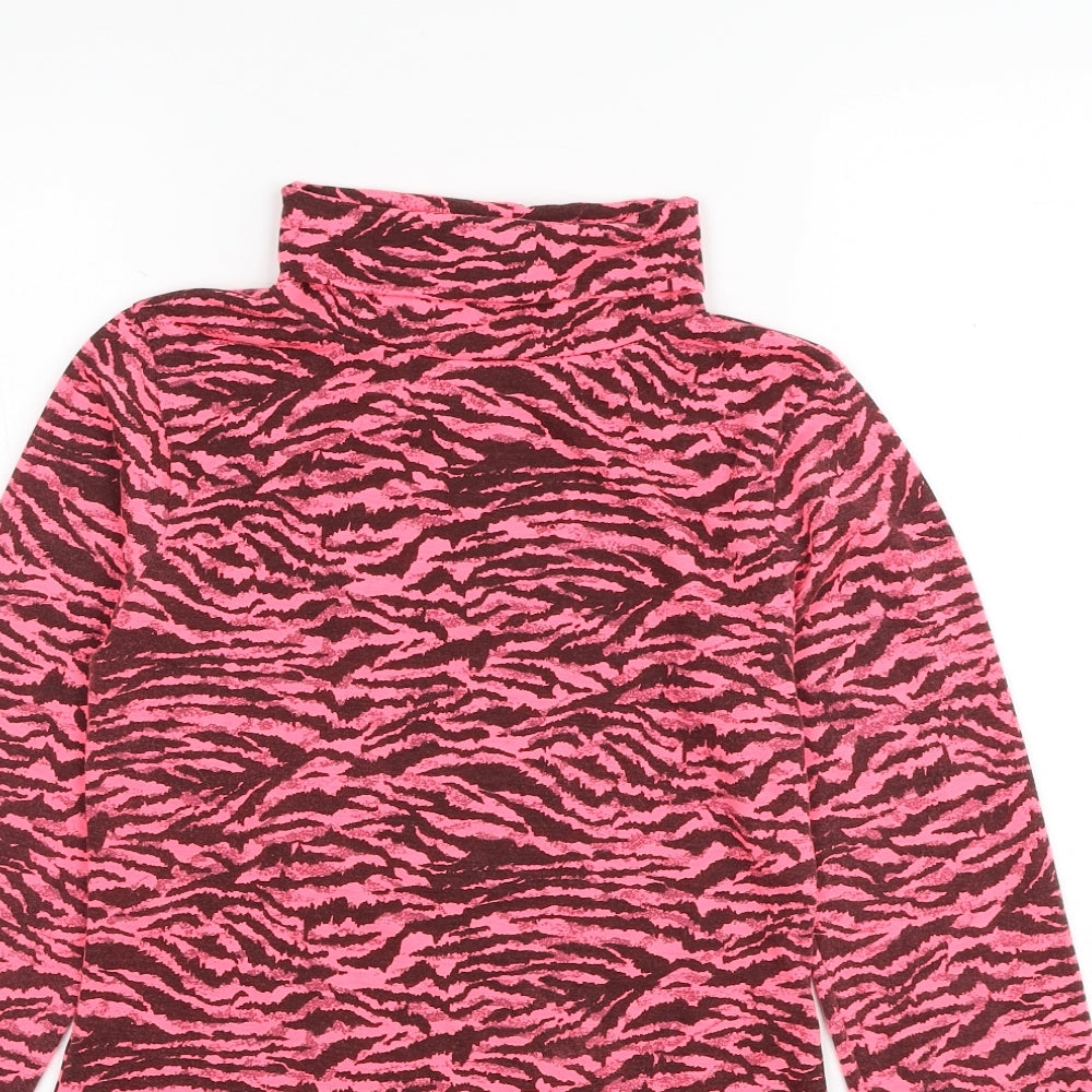 I SAW IT FIRST Womens Pink Animal Print Viscose Bodysuit One-Piece Size 14 Snap