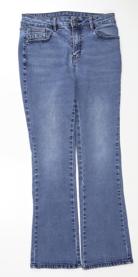 TU Womens Blue Cotton Bootcut Jeans Size 12 Regular Zip