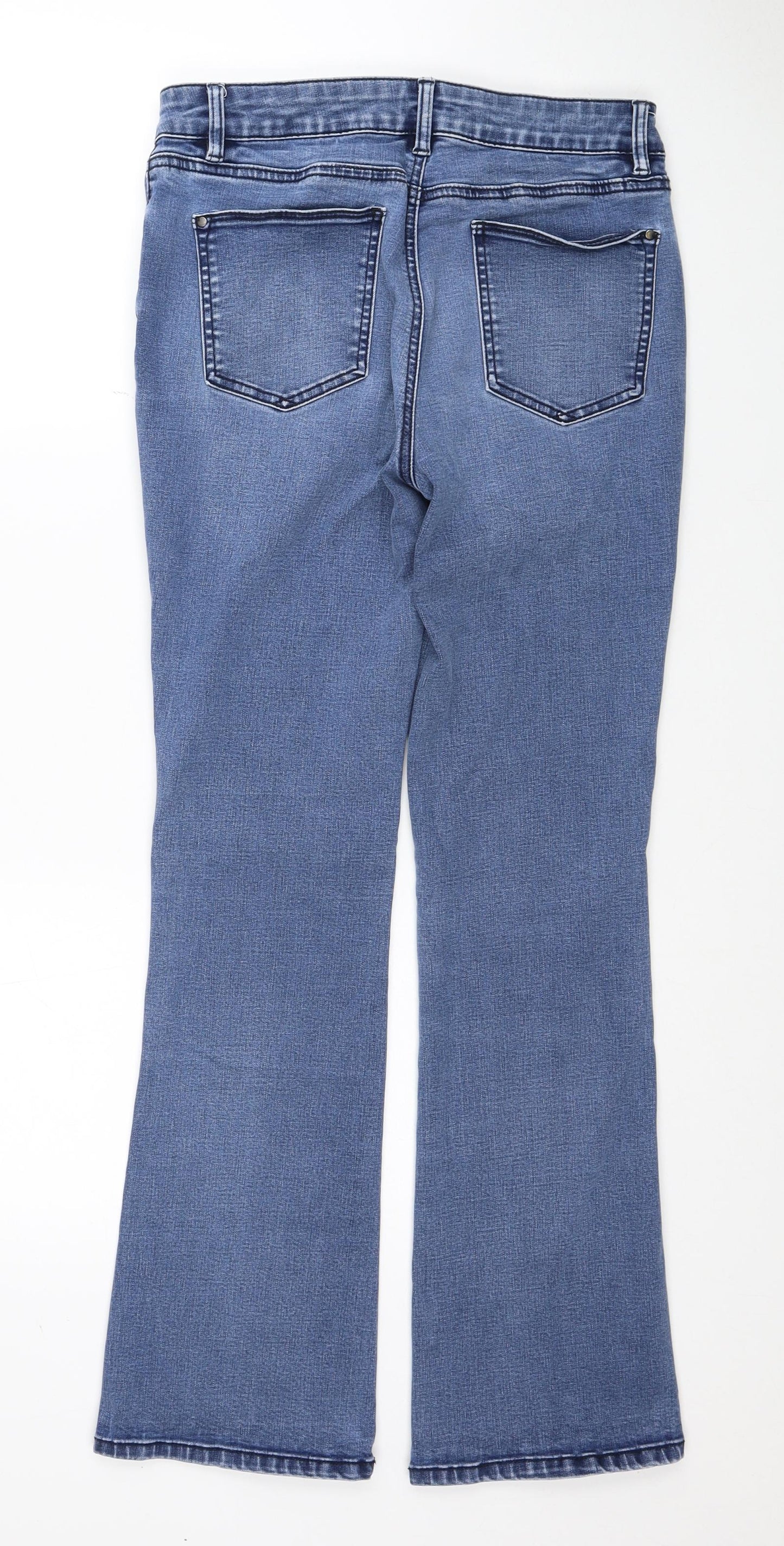 TU Womens Blue Cotton Bootcut Jeans Size 12 Regular Zip