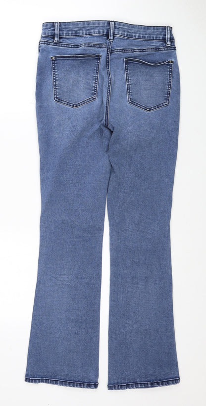 TU Womens Blue Cotton Bootcut Jeans Size 12 Regular Zip