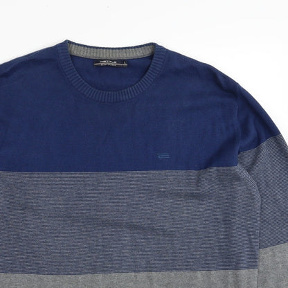 Mettle Mens Multicoloured Round Neck Acrylic Pullover Jumper Size L - Colourblock