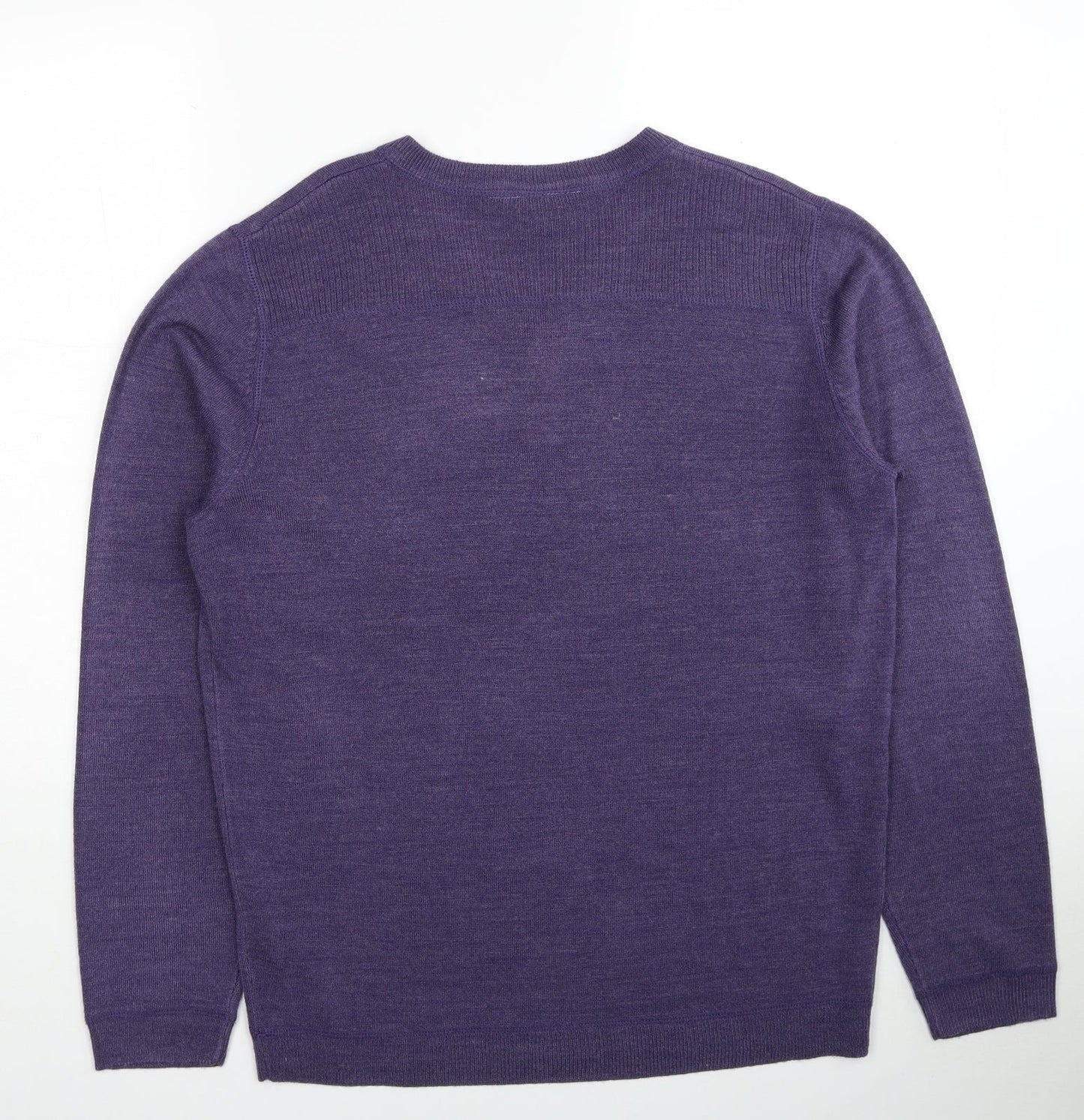 Red Herring Mens Purple V-Neck Acetate Pullover Jumper Size L