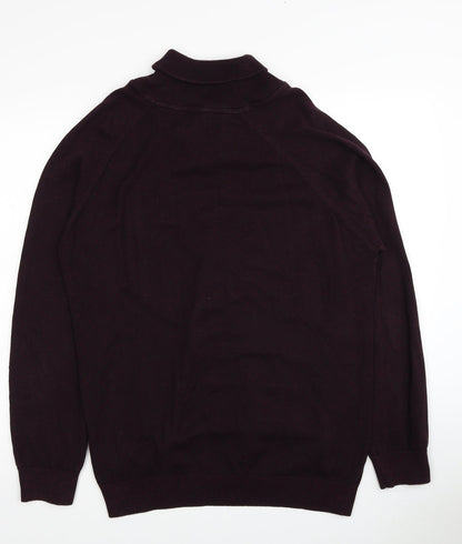 F&F Mens Red V-Neck Cotton Pullover Jumper Size XL