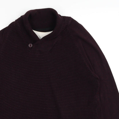 F&F Mens Red V-Neck Cotton Pullover Jumper Size XL