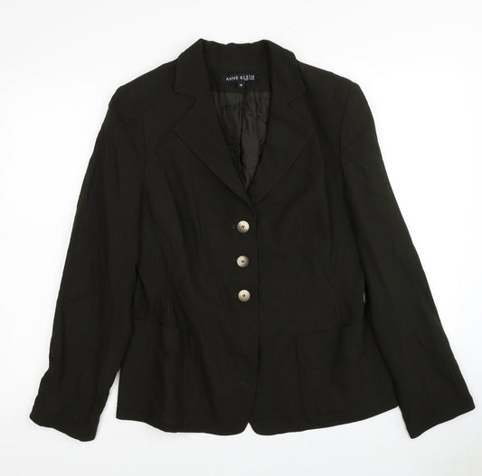 Anne Klein Womens Green Jacket Blazer Size 10 Button