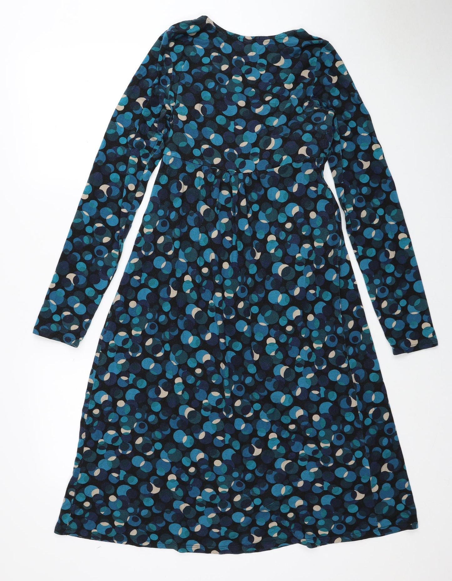 Crave Womens Blue Geometric Viscose A-Line Size 10 Scoop Neck Pullover