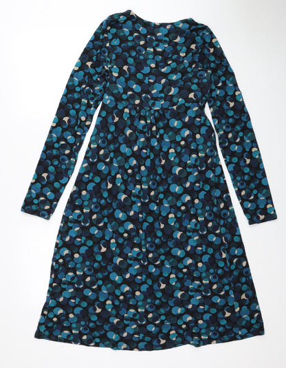 Crave Womens Blue Geometric Viscose A-Line Size 10 Scoop Neck Pullover