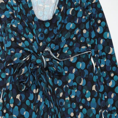Crave Womens Blue Geometric Viscose A-Line Size 10 Scoop Neck Pullover
