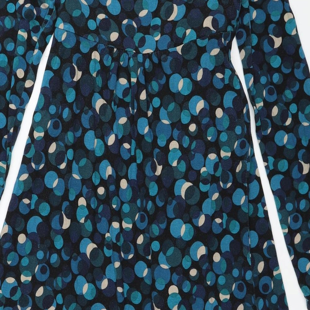 Crave Womens Blue Geometric Viscose A-Line Size 10 Scoop Neck Pullover