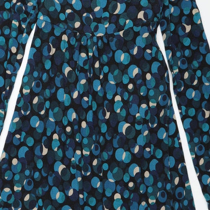 Crave Womens Blue Geometric Viscose A-Line Size 10 Scoop Neck Pullover
