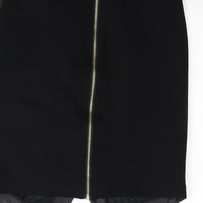 BiBA Womens Black Polyester A-Line Skirt Size 8 Zip