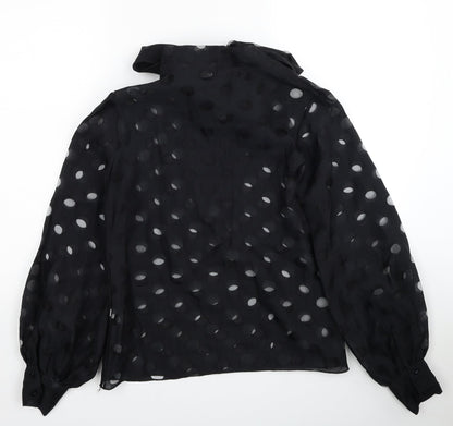 CBR Womens Black Geometric Polyester Basic Blouse Size S V-Neck