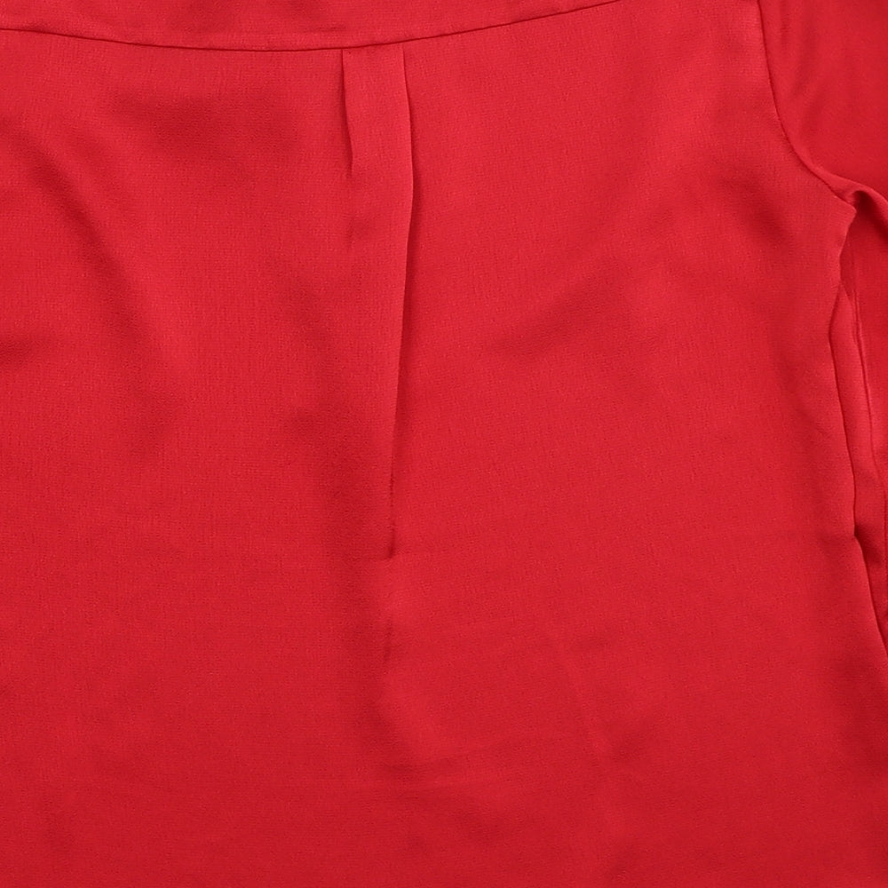 Rant&Rave Womens Red Polyester Basic Blouse Size 8 Round Neck