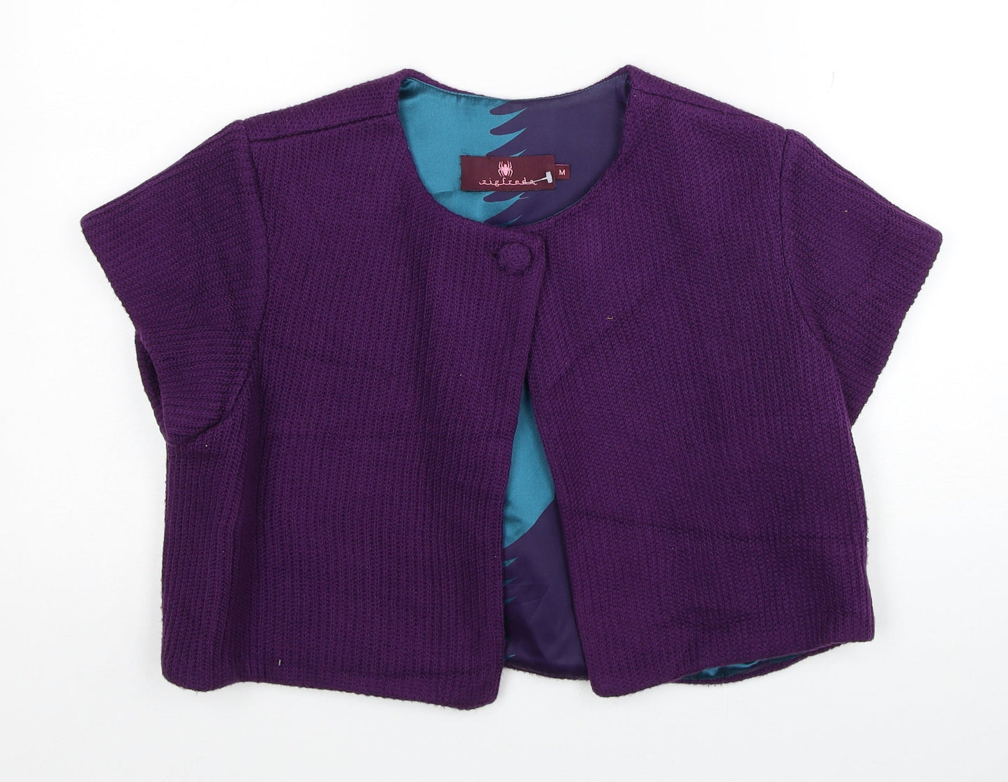 Zigfreda Womens Purple Scoop Neck Cotton Shrug Jumper Size M