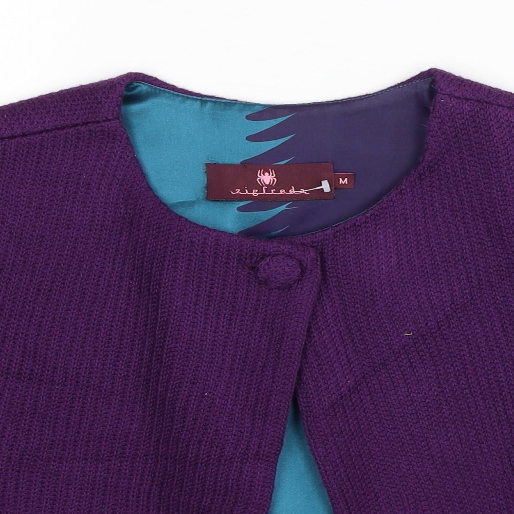 Zigfreda Womens Purple Scoop Neck Cotton Shrug Jumper Size M
