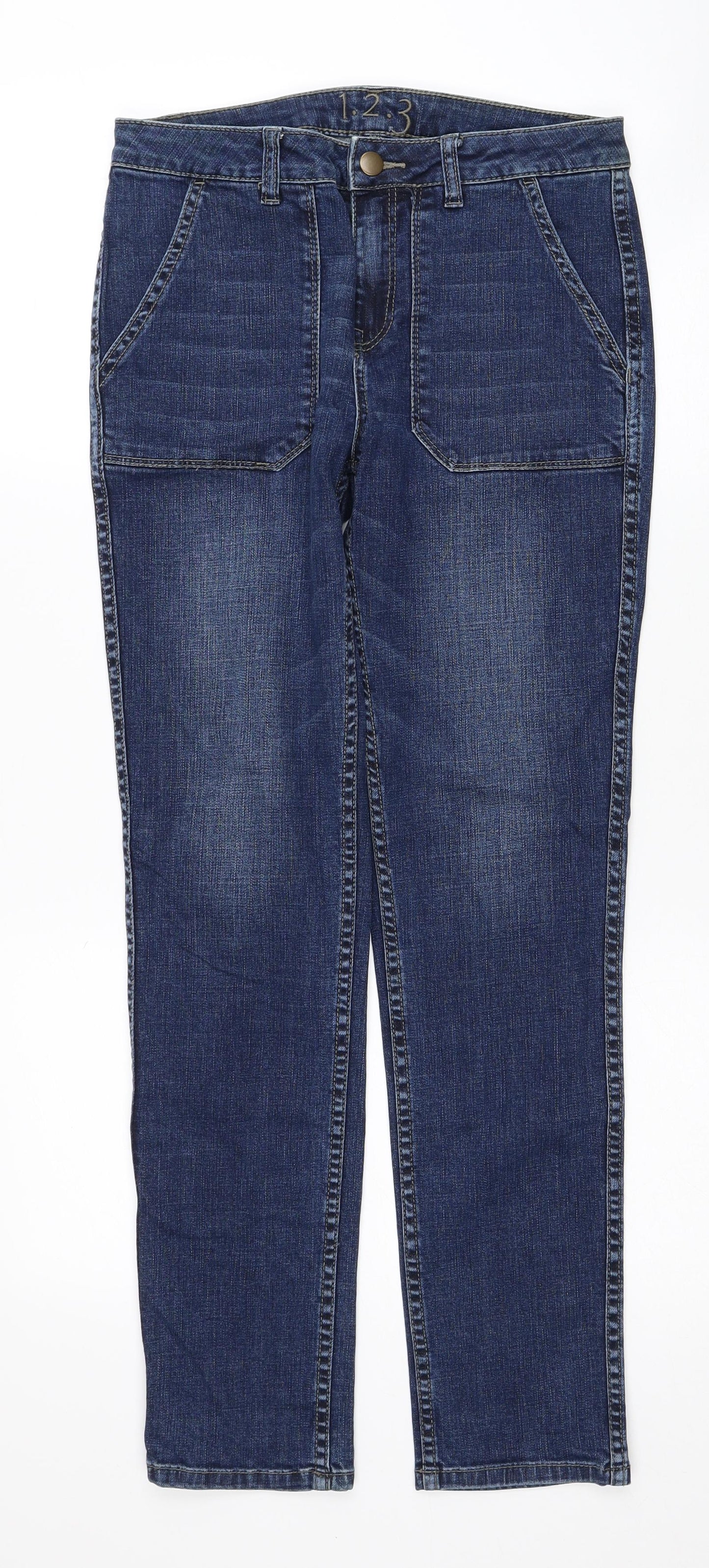 1.2.3 Womens Blue Cotton Skinny Jeans Size 10 Regular Zip
