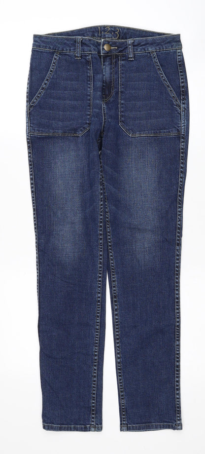 1.2.3 Womens Blue Cotton Skinny Jeans Size 10 Regular Zip