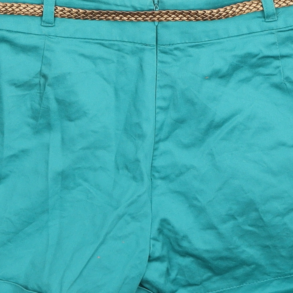 Atmosphere Womens Blue Cotton Mom Shorts Size 8 Regular Zip - Belt included