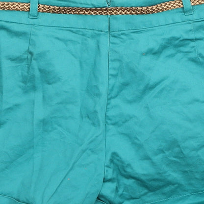 Atmosphere Womens Blue Cotton Mom Shorts Size 8 Regular Zip - Belt included
