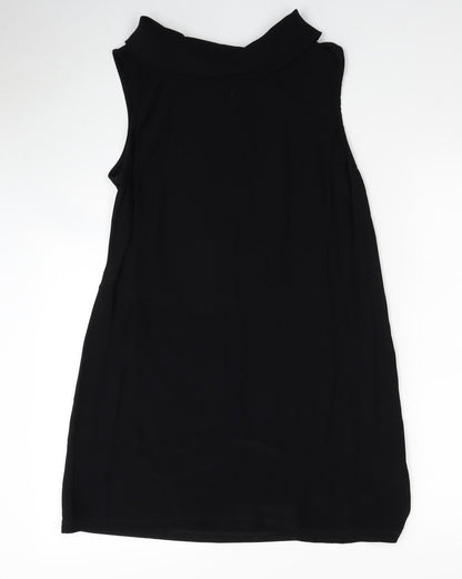 Star Womens Black Lyocell A-Line Size 14 Boat Neck Button