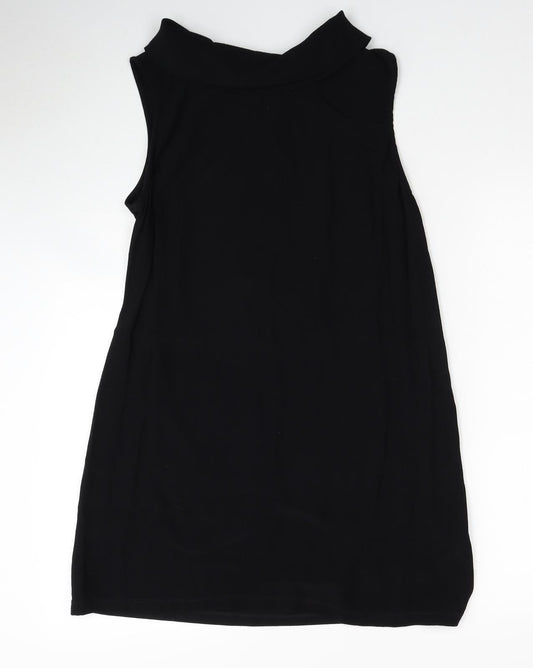 Star Womens Black Lyocell A-Line Size 14 Boat Neck Button