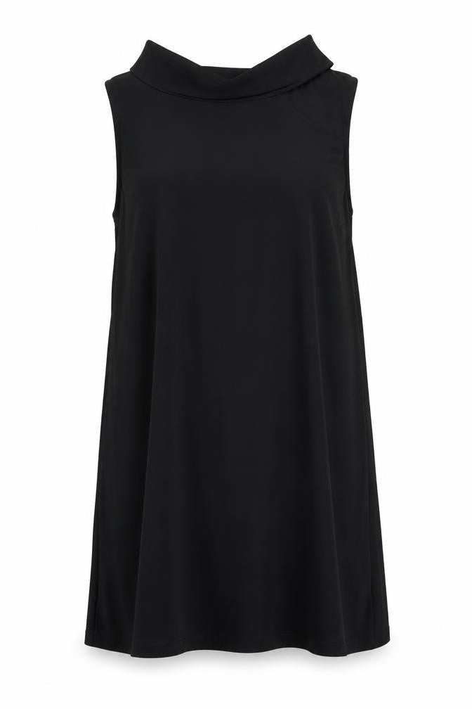 Star Womens Black Lyocell A-Line Size 14 Boat Neck Button