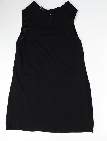 Star Womens Black Lyocell A-Line Size 14 Boat Neck Button