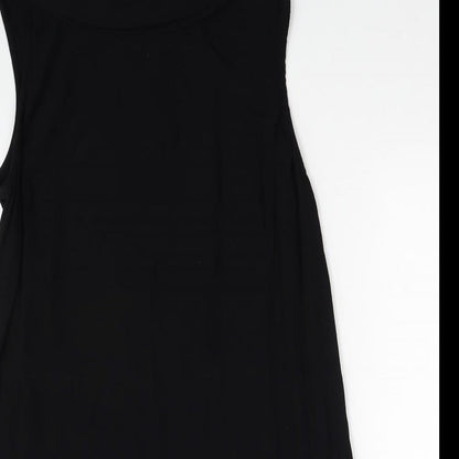 Star Womens Black Lyocell A-Line Size 14 Boat Neck Button