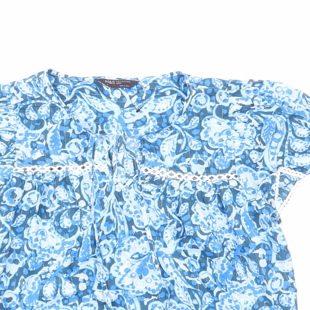 Womens UK Size 6 Marks and Spencer Blue Basic Blouse
