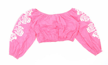Womens UK Size 20 Marks and Spencer Pink Cropped Blouse