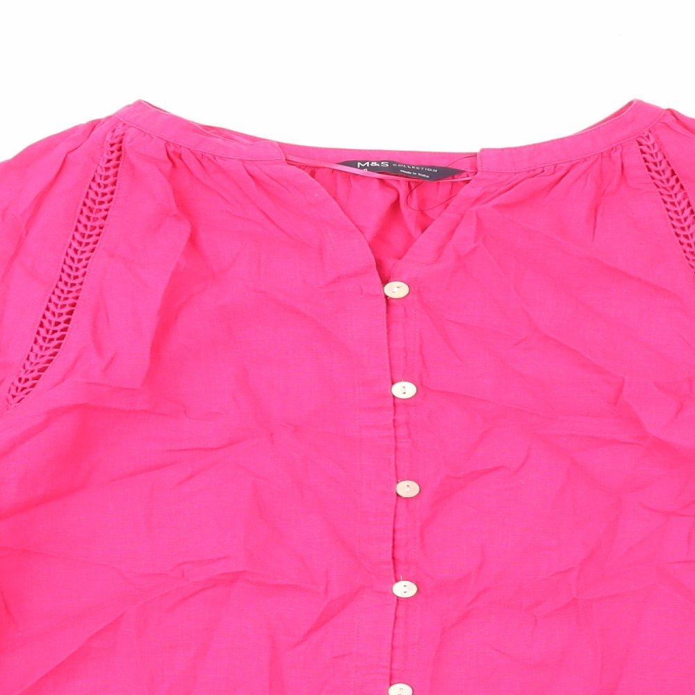Womens UK Size 6 Marks and Spencer Pink Basic Button-Up