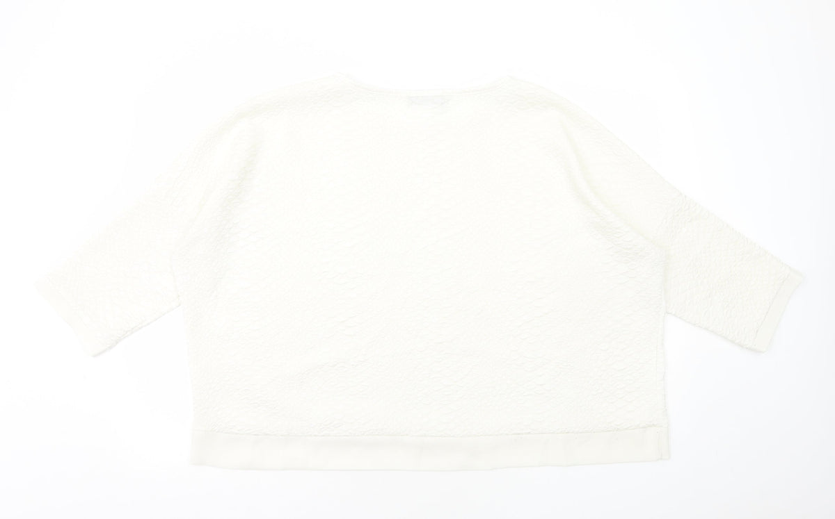 Sam&Lili Womens White Polyester Basic Blouse Size L Round Neck
