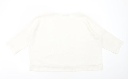 Sam&Lili Womens White Polyester Basic Blouse Size L Round Neck