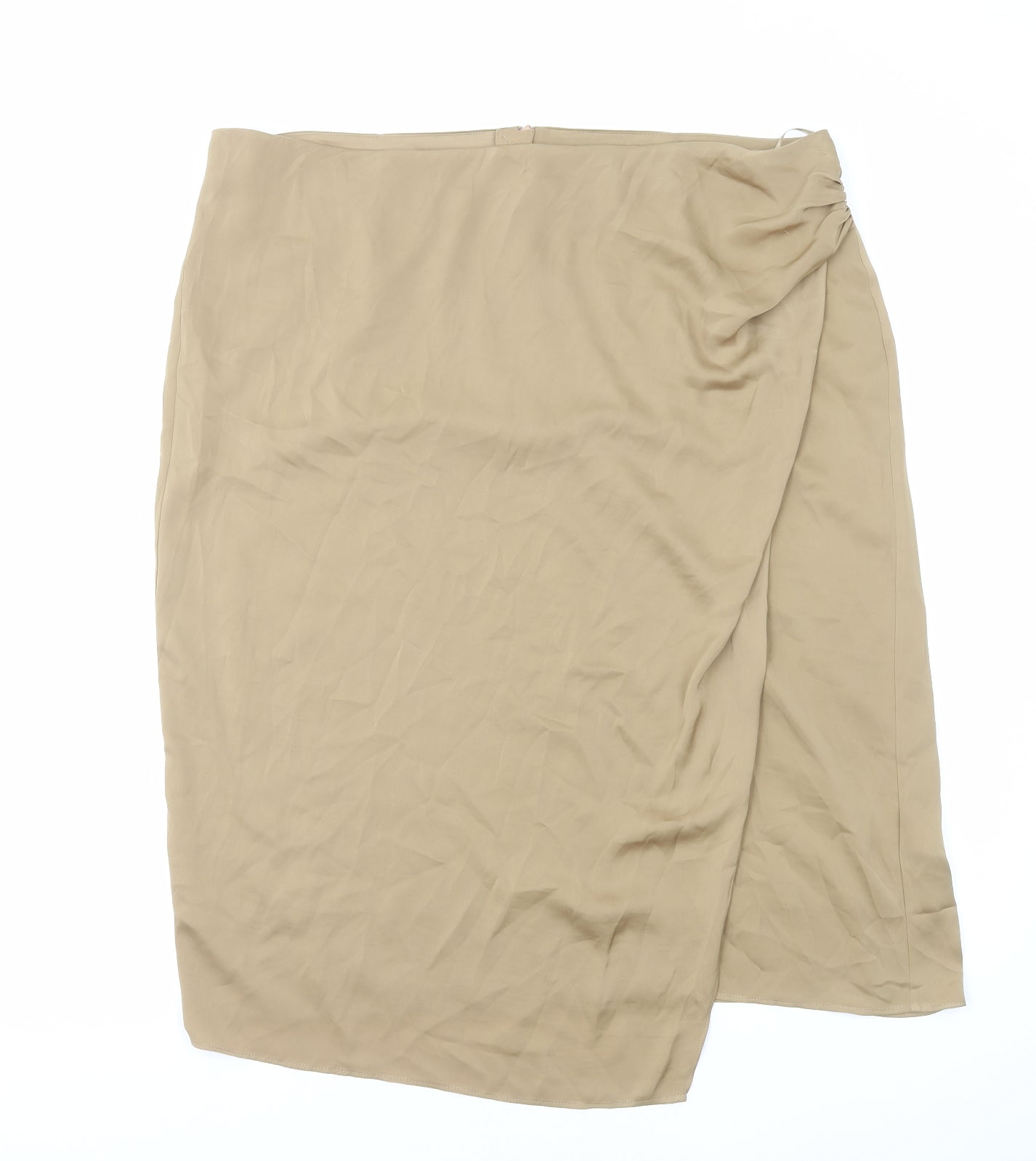 Marks and Spencer Womens Brown Polyester Straight & Pencil Skirt Size 22 Zip