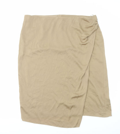 Marks and Spencer Womens Brown Polyester Straight & Pencil Skirt Size 22 Zip