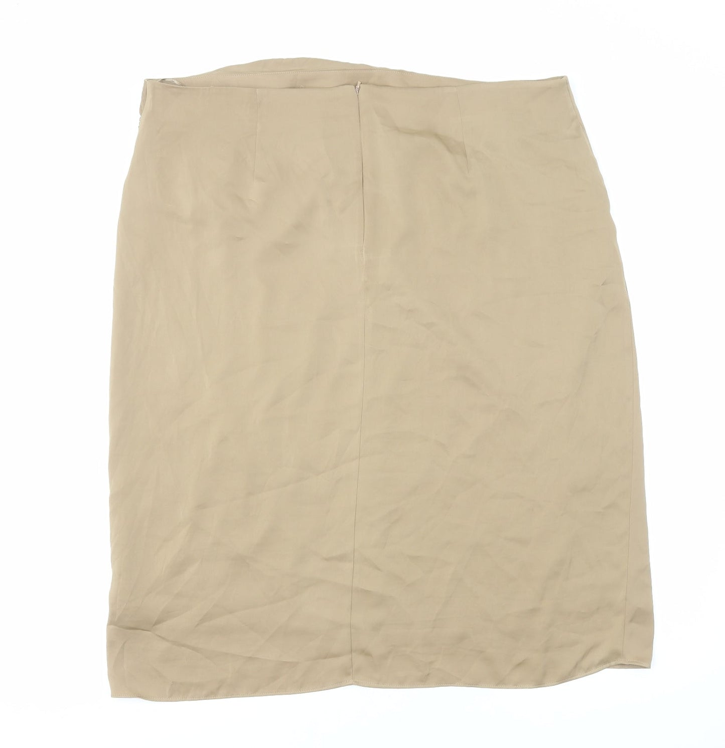 Marks and Spencer Womens Brown Polyester Straight & Pencil Skirt Size 22 Zip