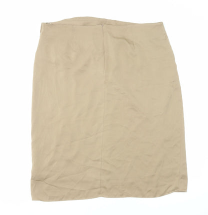 Marks and Spencer Womens Brown Polyester Straight & Pencil Skirt Size 22 Zip