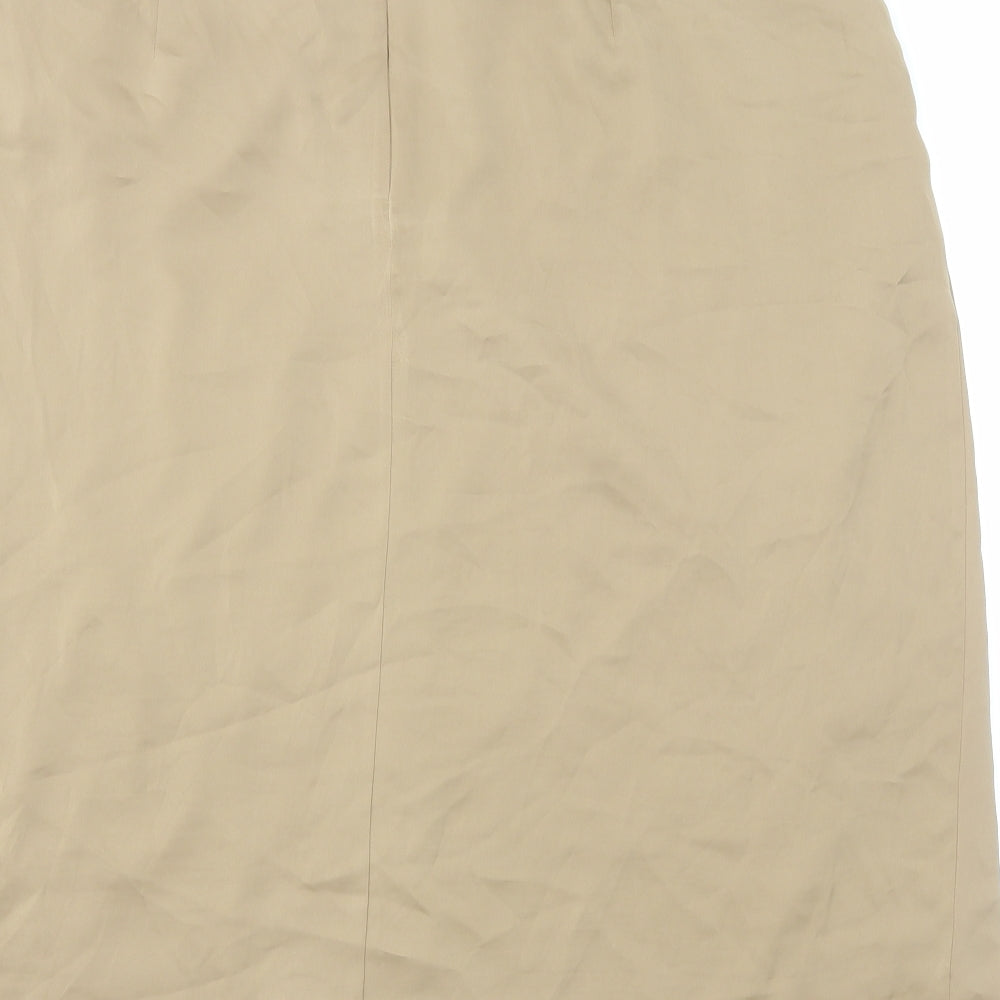 Marks and Spencer Womens Brown Polyester Straight & Pencil Skirt Size 22 Zip