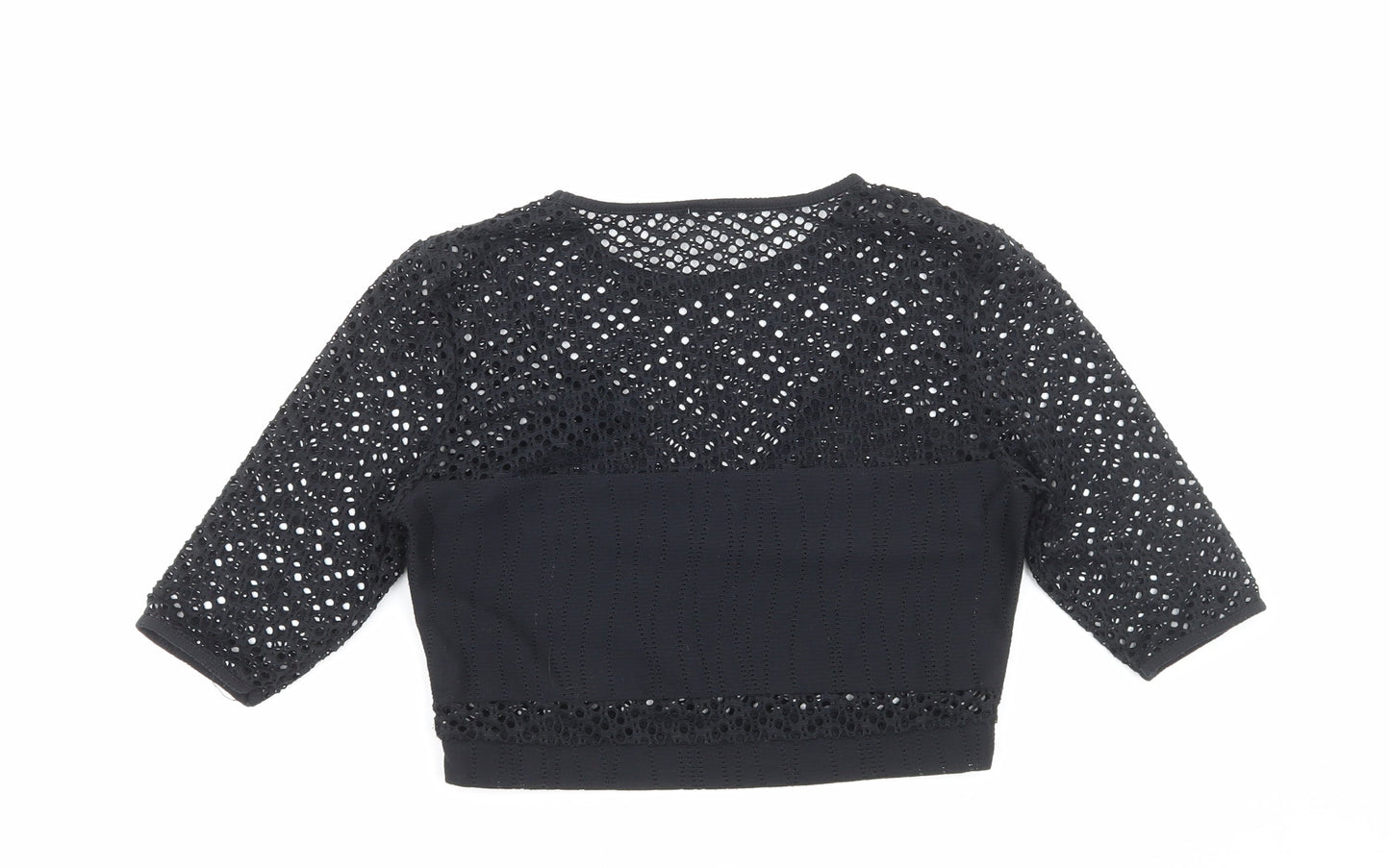 Womens UK Size 8 Preworn Black Cropped Blouse